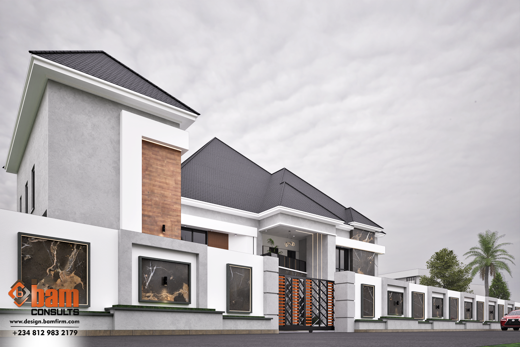 FENCE 1 Modern luxury 7 bedroom fully detached duplex designed by Bam Consults