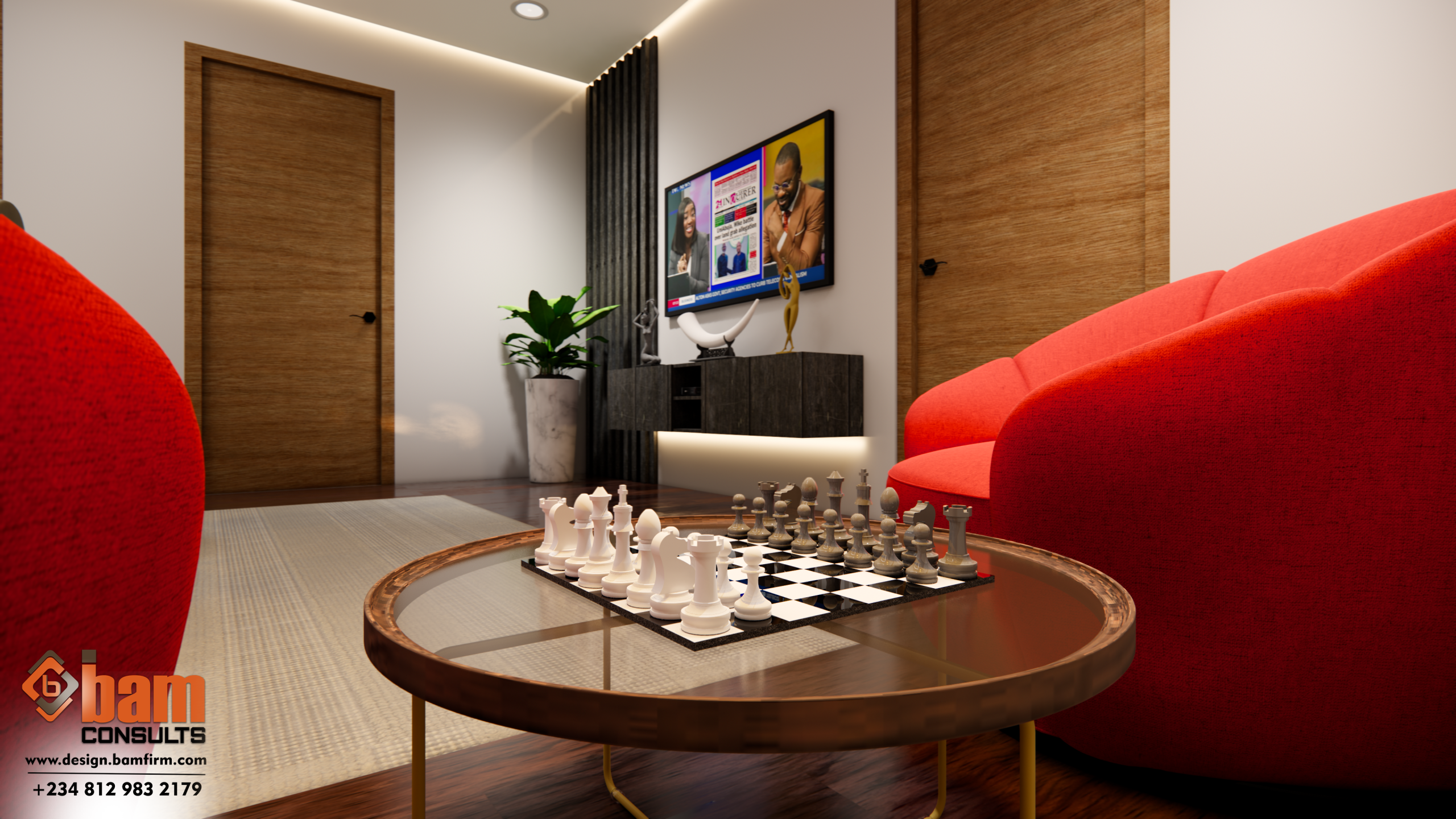 MD OFFICE 3 Luxury Managing Director's office interior design by Bam Consults