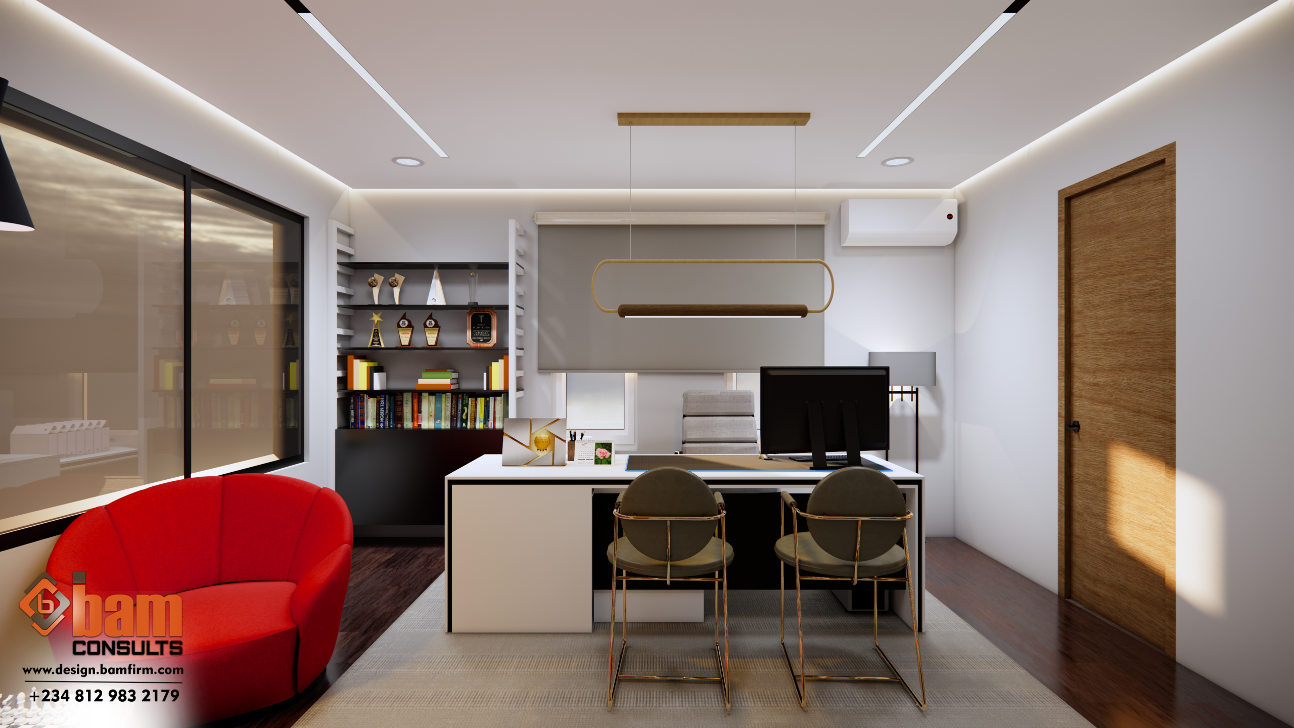 MD OFFICE 4 Luxury Managing Director's office interior design by Bam Consults